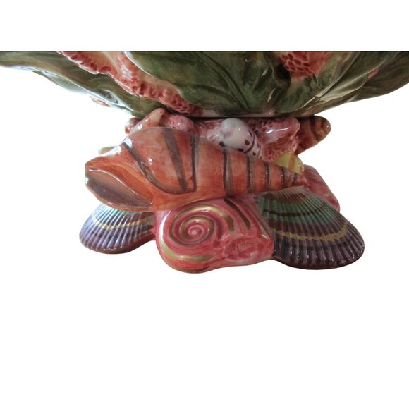 Vintage Fitz & Floyd Oceana Shell Centerpiece Bowl Y2K Retired GUC Small Chips - Picture 10 of 16